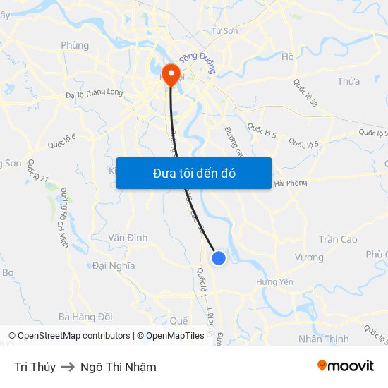 Tri Thủy to Ngô Thì Nhậm map