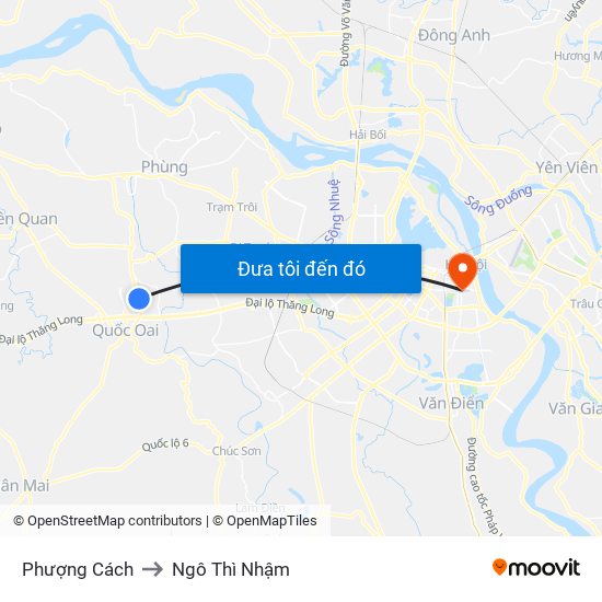 Phượng Cách to Ngô Thì Nhậm map