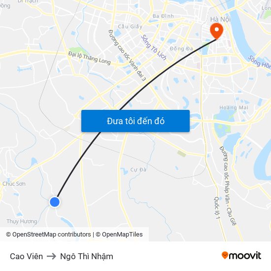 Cao Viên to Ngô Thì Nhậm map
