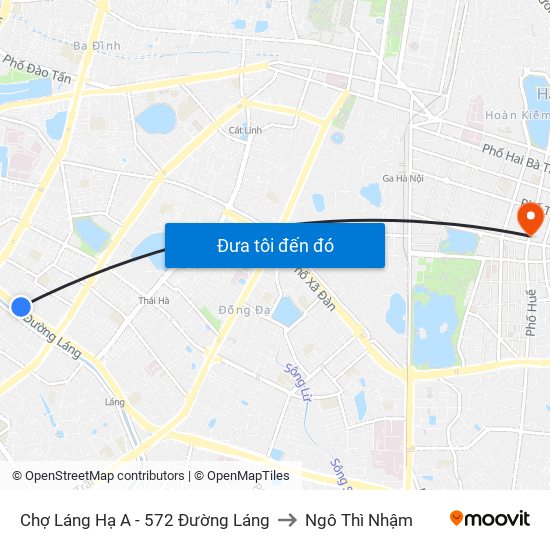 Chợ Láng Hạ A - 572 Đường Láng to Ngô Thì Nhậm map