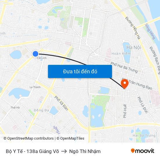 Bộ Y Tế - 138a Giảng Võ to Ngô Thì Nhậm map