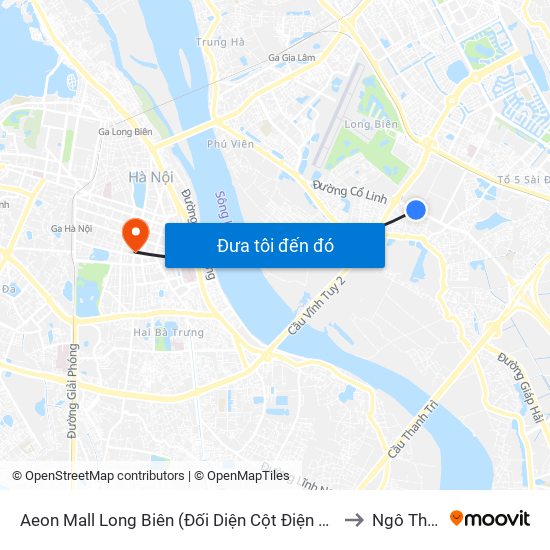 Aeon Mall Long Biên (Đối Diện Cột Điện T4a/2a-B Đường Cổ Linh) to Ngô Thì Nhậm map