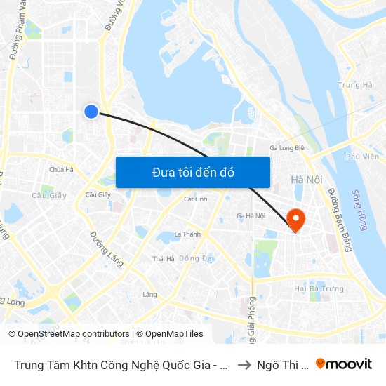 Trung Tâm Khtn Công Nghệ Quốc Gia - 18 Hoàng Quốc Việt to Ngô Thì Nhậm map