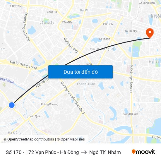 Số 170 - 172 Vạn Phúc - Hà Đông to Ngô Thì Nhậm map