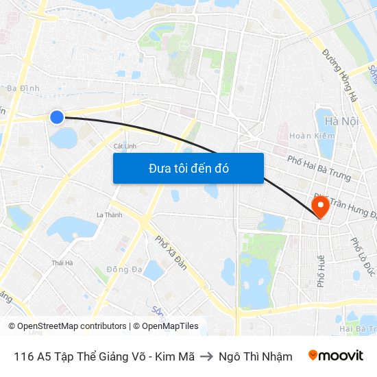 116 A5 Tập Thể Giảng Võ - Kim Mã to Ngô Thì Nhậm map