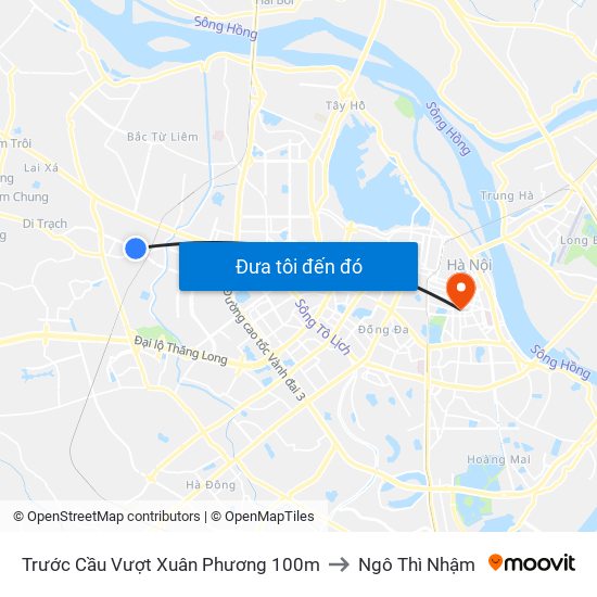Trước Cầu Vượt Xuân Phương 100m to Ngô Thì Nhậm map