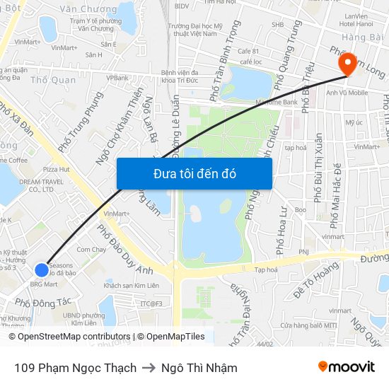 109 Phạm Ngọc Thạch to Ngô Thì Nhậm map