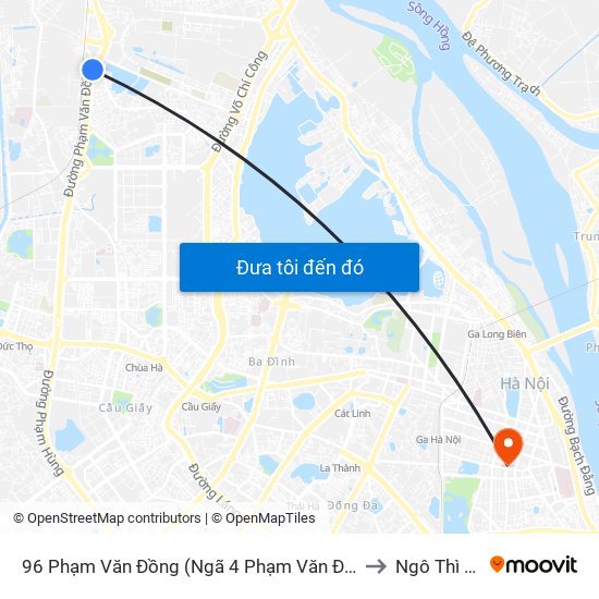 96 Phạm Văn Đồng (Ngã 4 Phạm Văn Đồng - Xuân Đỉnh) to Ngô Thì Nhậm map