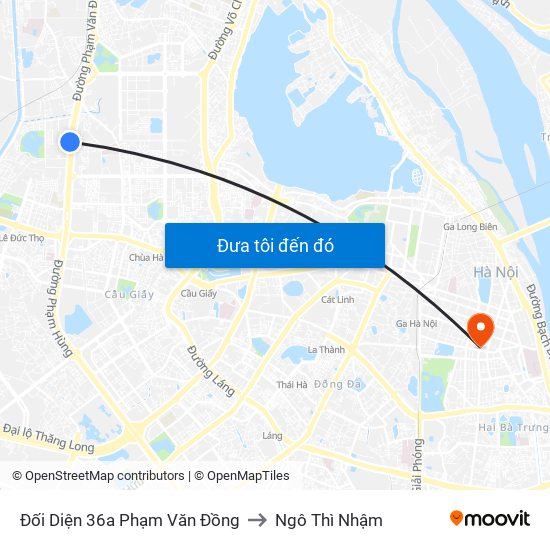 Đối Diện 36a Phạm Văn Đồng to Ngô Thì Nhậm map