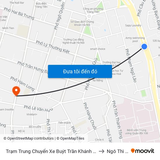 Trạm Trung Chuyển Xe Buýt Trần Khánh Dư (Khu Đón Khách) to Ngô Thì Nhậm map