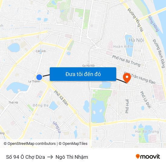 Số 94 Ô Chợ Dừa to Ngô Thì Nhậm map