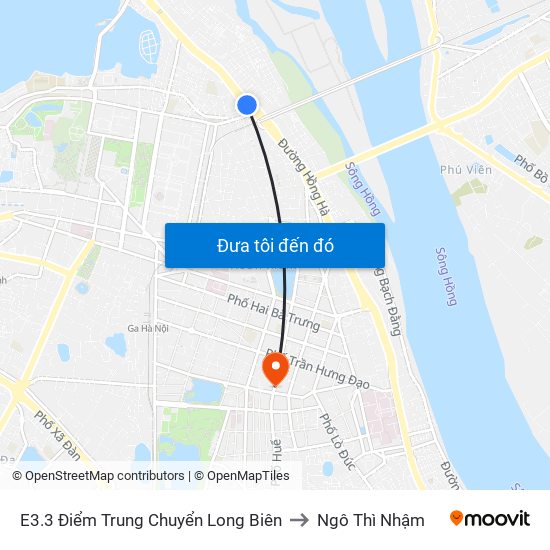 E3.3 Điểm Trung Chuyển Long Biên to Ngô Thì Nhậm map