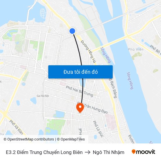 E3.2 Điểm Trung Chuyển Long Biên to Ngô Thì Nhậm map
