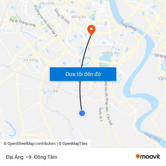 Đại Áng to Đồng Tâm map