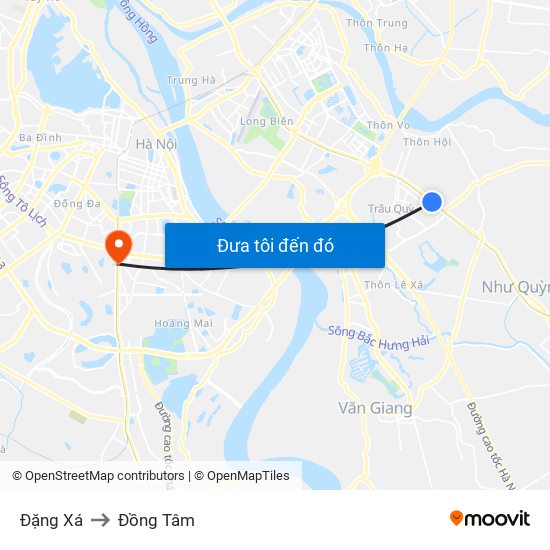 Đặng Xá to Đồng Tâm map