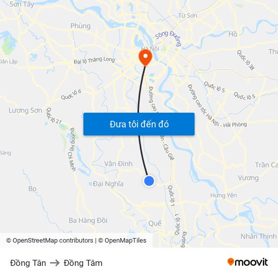 Đồng Tân to Đồng Tâm map