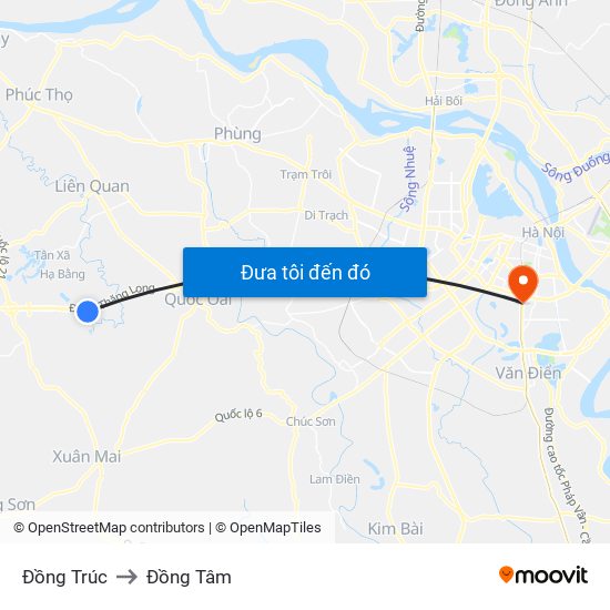Đồng Trúc to Đồng Tâm map