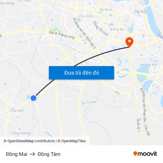 Đồng Mai to Đồng Tâm map