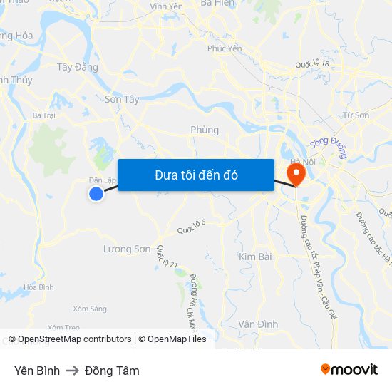 Yên Bình to Đồng Tâm map