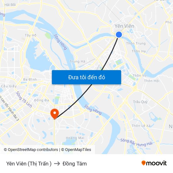 Yên Viên (Thị Trấn ) to Đồng Tâm map