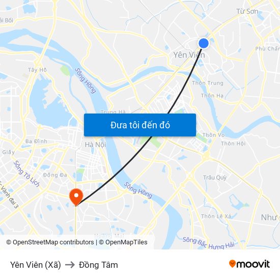 Yên Viên (Xã) to Đồng Tâm map