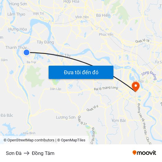 Sơn Đà to Đồng Tâm map