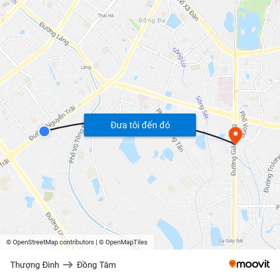 Thượng Đình to Đồng Tâm map