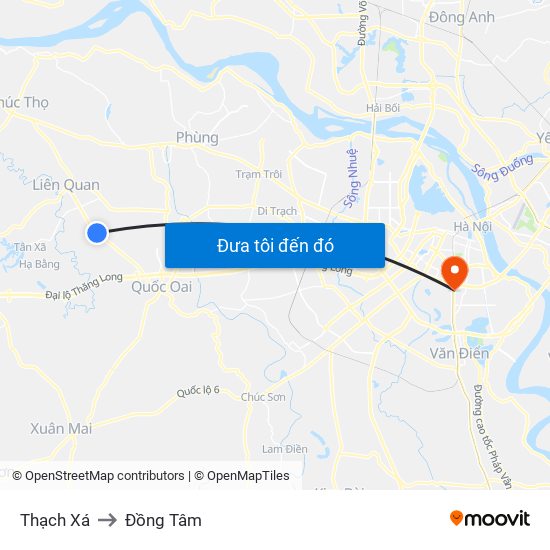 Thạch Xá to Đồng Tâm map