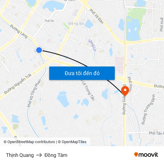 Thịnh Quang to Đồng Tâm map