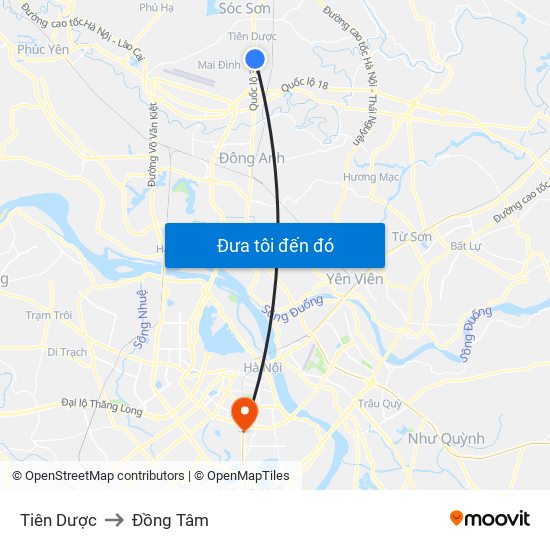 Tiên Dược to Đồng Tâm map