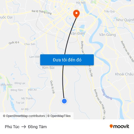 Phú Túc to Đồng Tâm map