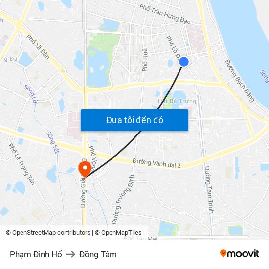 Phạm Đình Hổ to Đồng Tâm map