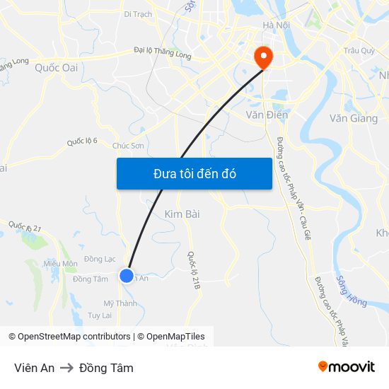 Viên An to Đồng Tâm map