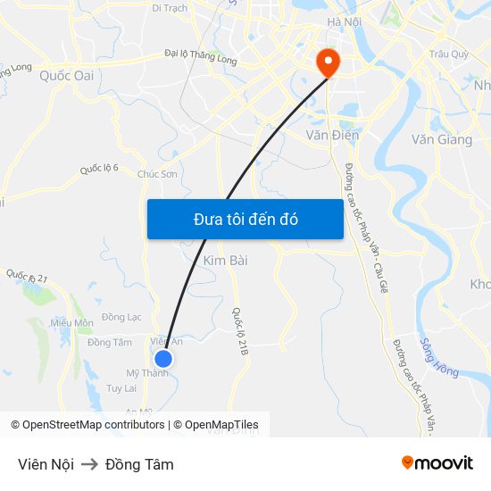 Viên Nội to Đồng Tâm map