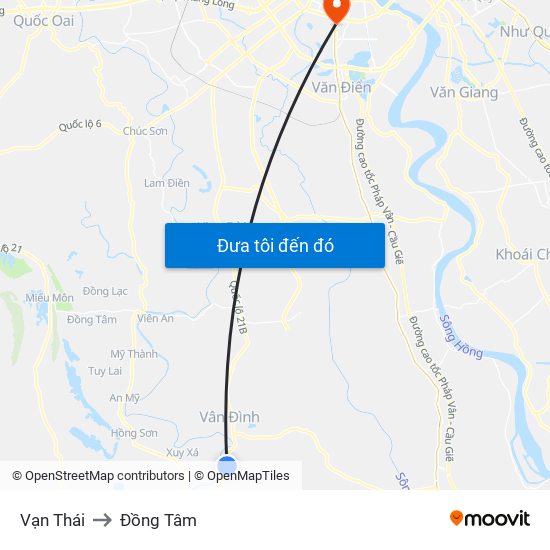 Vạn Thái to Đồng Tâm map