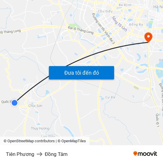 Tiên Phương to Đồng Tâm map