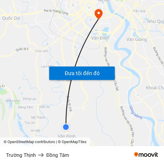Trường Thịnh to Đồng Tâm map