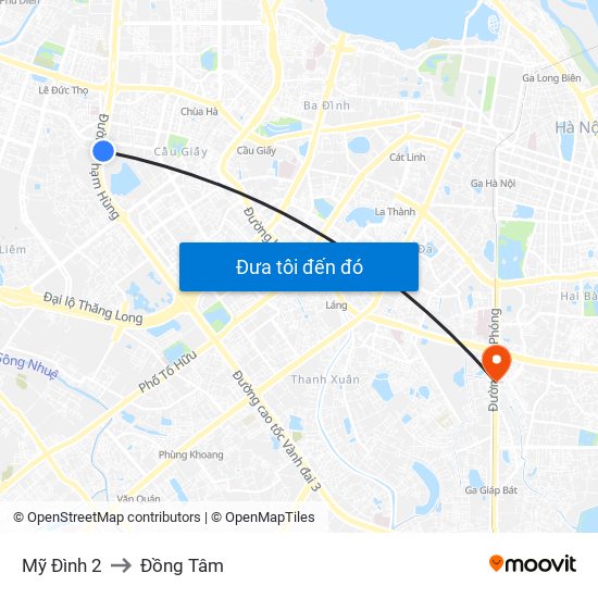 Mỹ Đình 2 to Đồng Tâm map