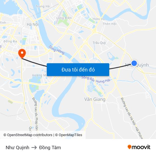 Như Quỳnh to Đồng Tâm map