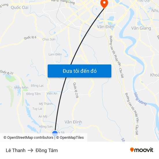 Lê Thanh to Đồng Tâm map