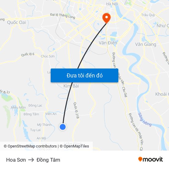 Hoa Sơn to Đồng Tâm map