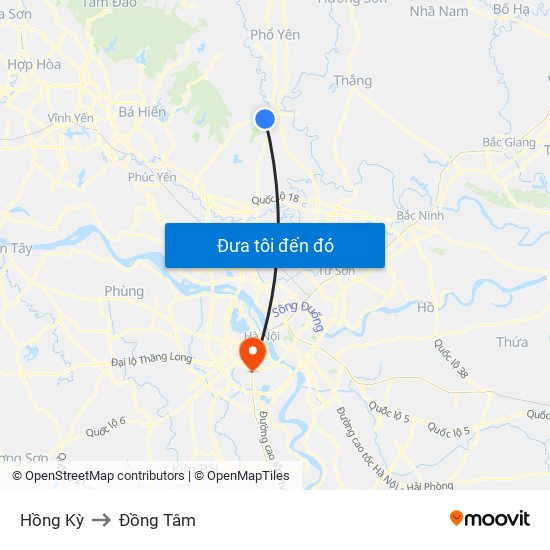 Hồng Kỳ to Đồng Tâm map