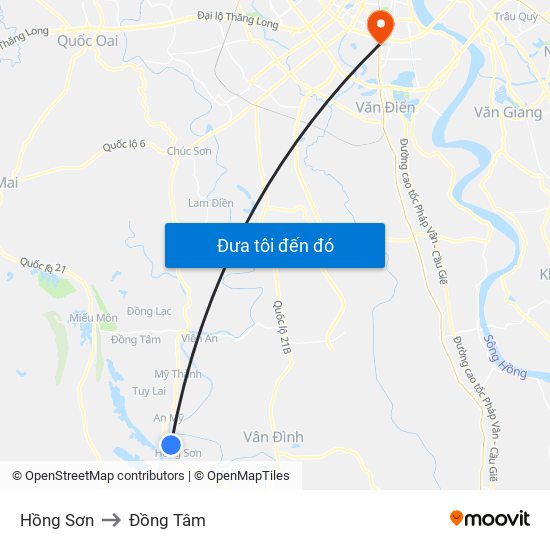 Hồng Sơn to Đồng Tâm map