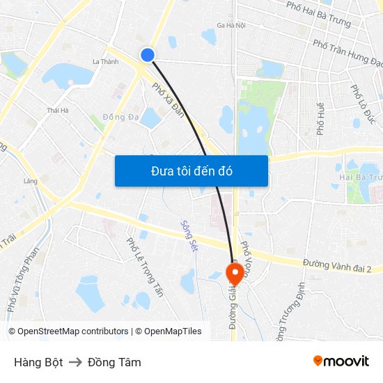 Hàng Bột to Đồng Tâm map