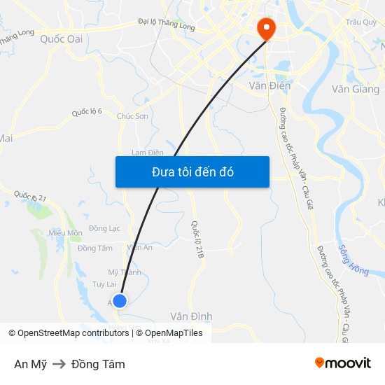 An Mỹ to Đồng Tâm map