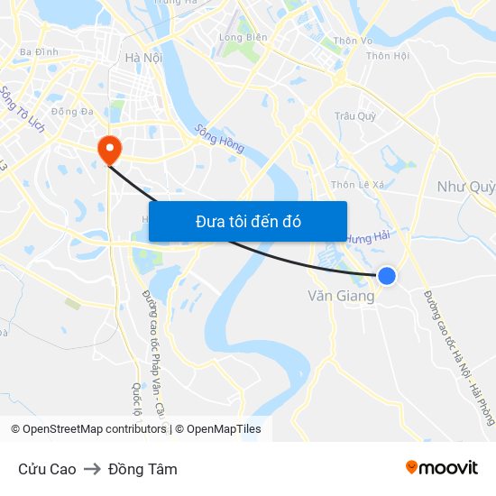 Cửu Cao to Đồng Tâm map