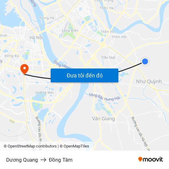 Dương Quang to Đồng Tâm map