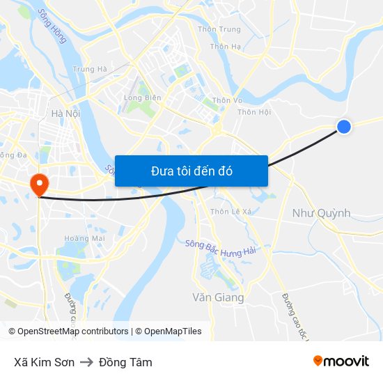 Xã Kim Sơn to Đồng Tâm map