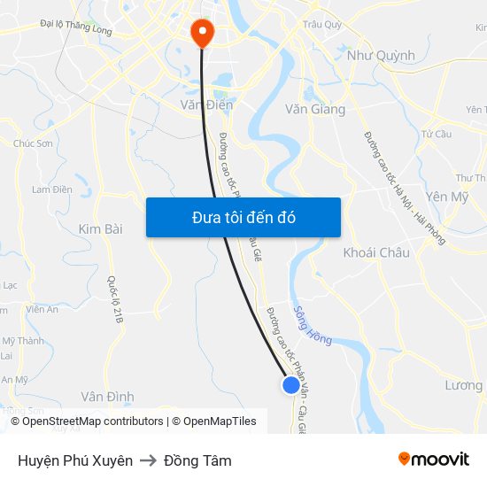 Huyện Phú Xuyên to Đồng Tâm map