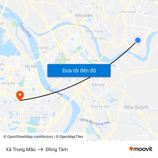 Xã Trung Mầu to Đồng Tâm map